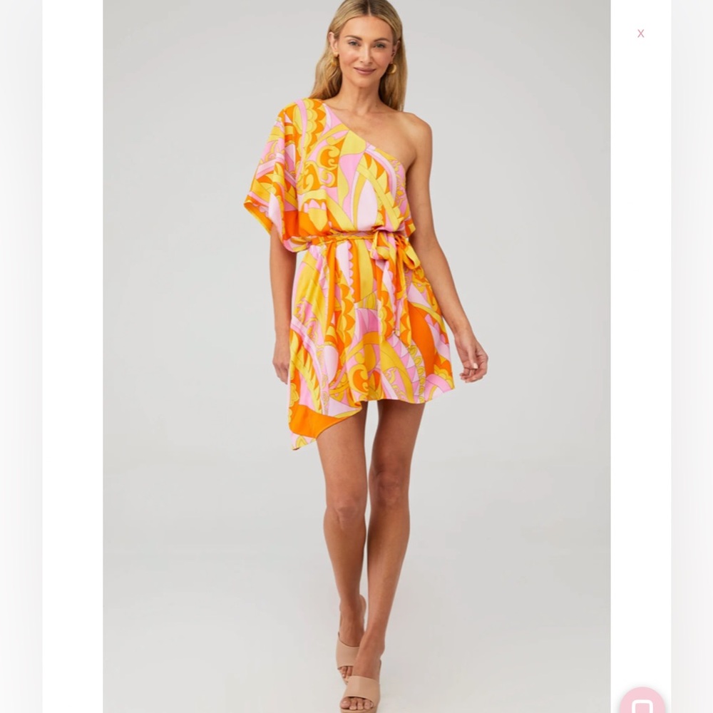 Show Me Your MuMu Trish Caribbean Cocktail one shoulder mini dress. Size S. NWOT